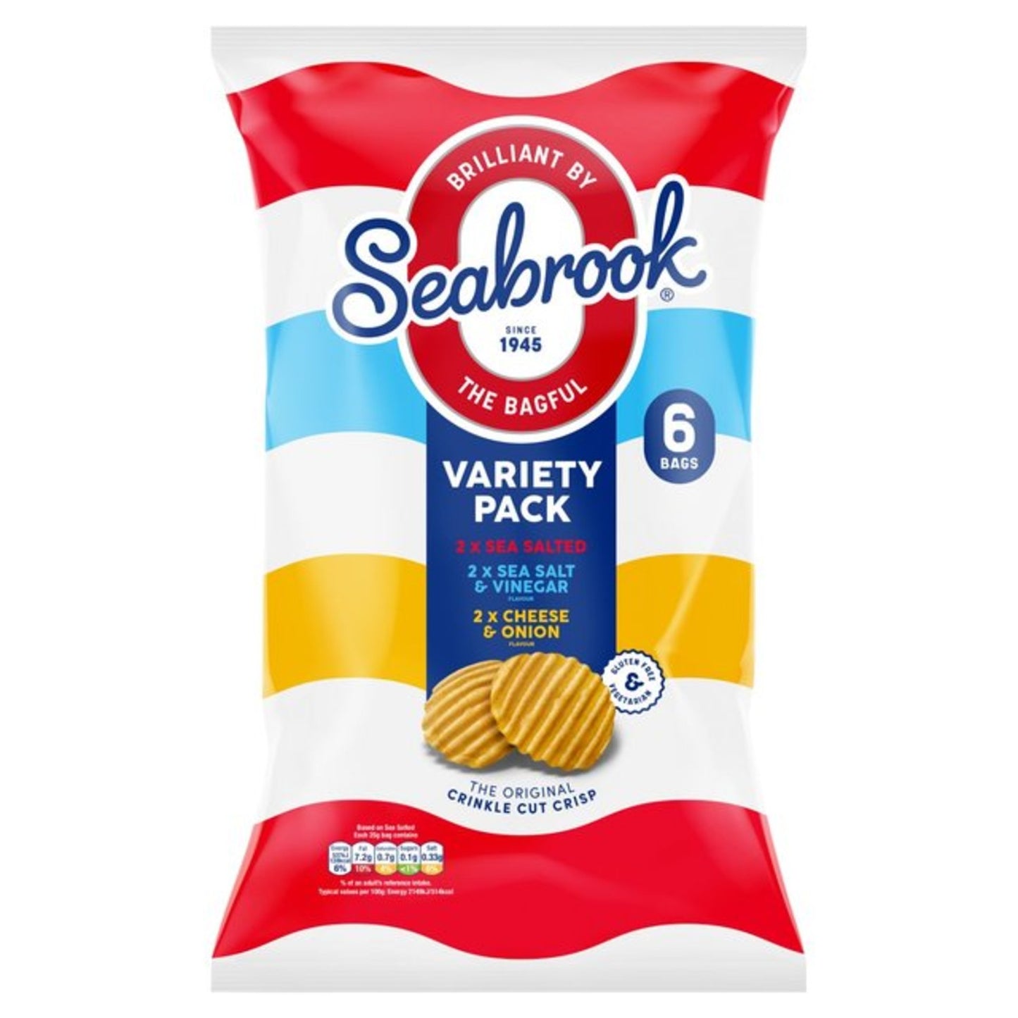 Seabrook Crinkle Cut Variety Crisps 6pck - DesiMe