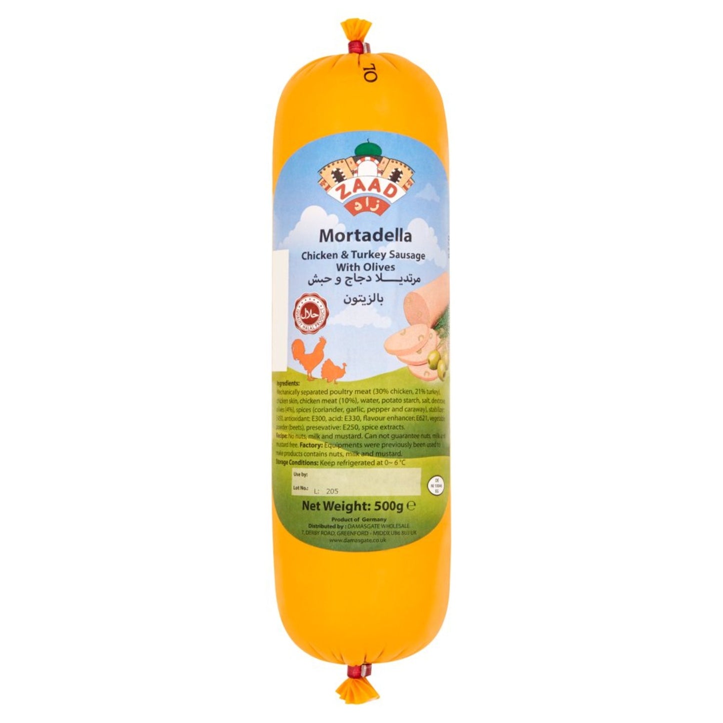 Zaad Mortadella (Sausage) Chicken Turkey with Olives 500g - DesiMe