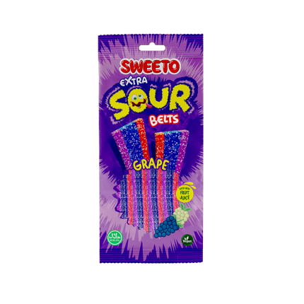 Sweeto Extra Sour Belts Grape 75g - DesiMe