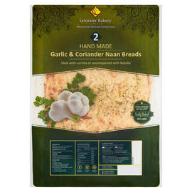 Leicester Bakery Hand Made Garlic & Coriander Naan 2s - DesiMe