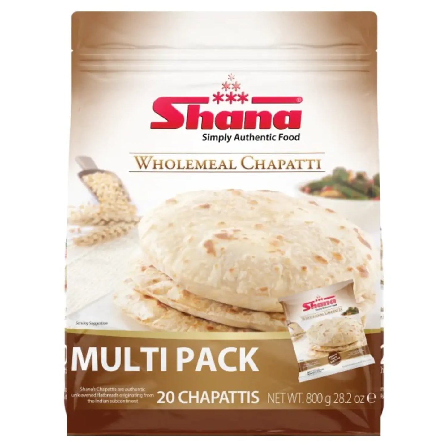Shana Wholemeal Chapatti 20pk 800g - DesiMe