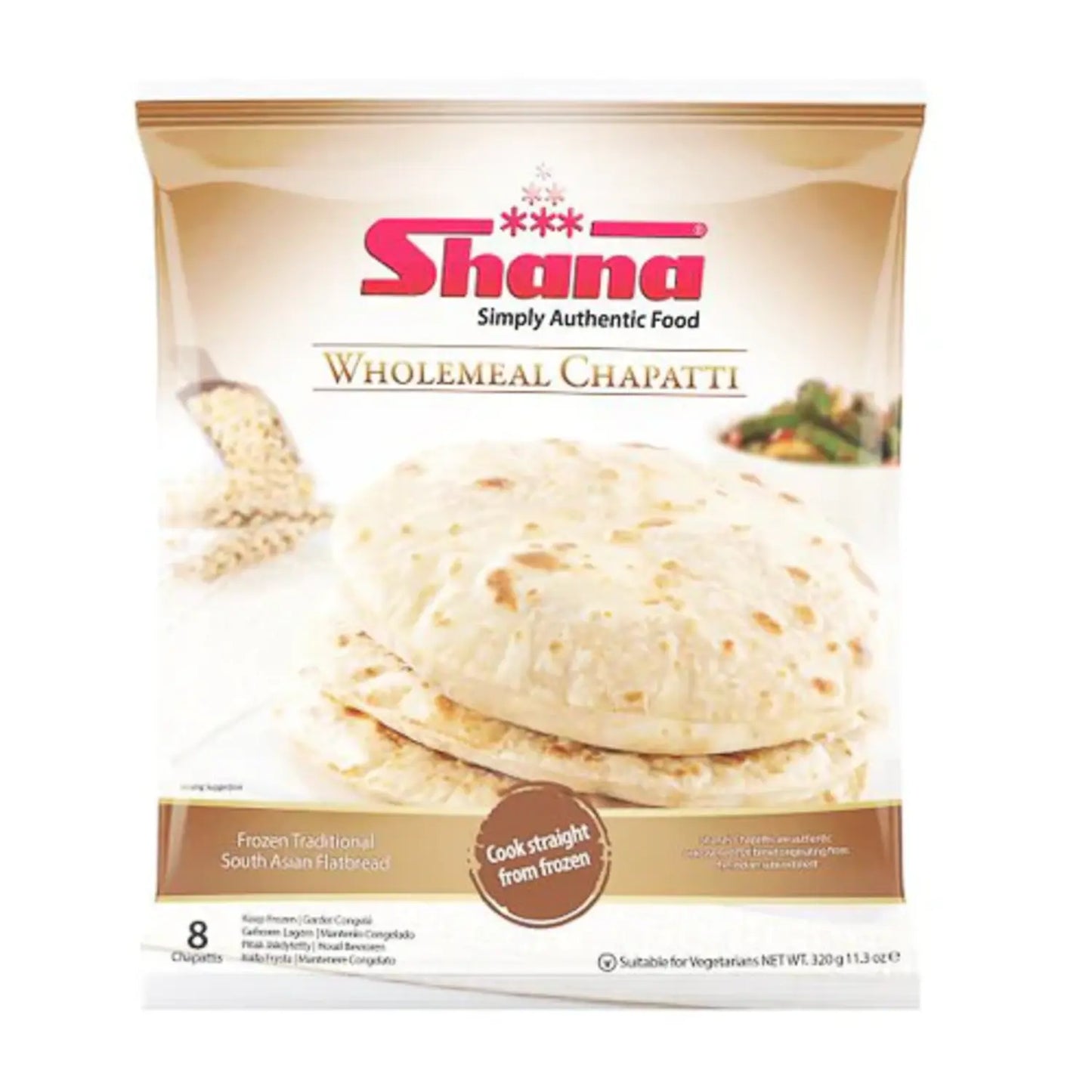 Shana Wholemeal Chapatti 8pk 320g - DesiMe