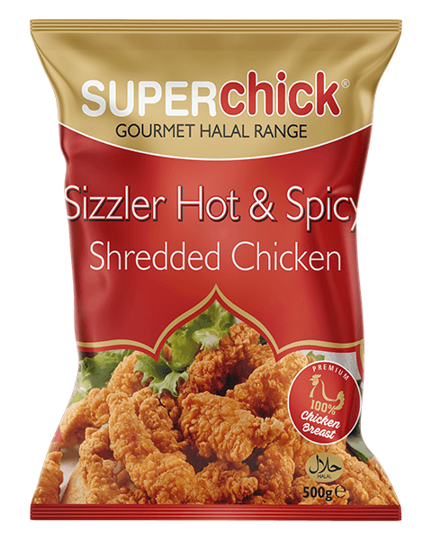 Superchick Sizzler Hot & Spicy Shredded Chicken 500g - DesiMe
