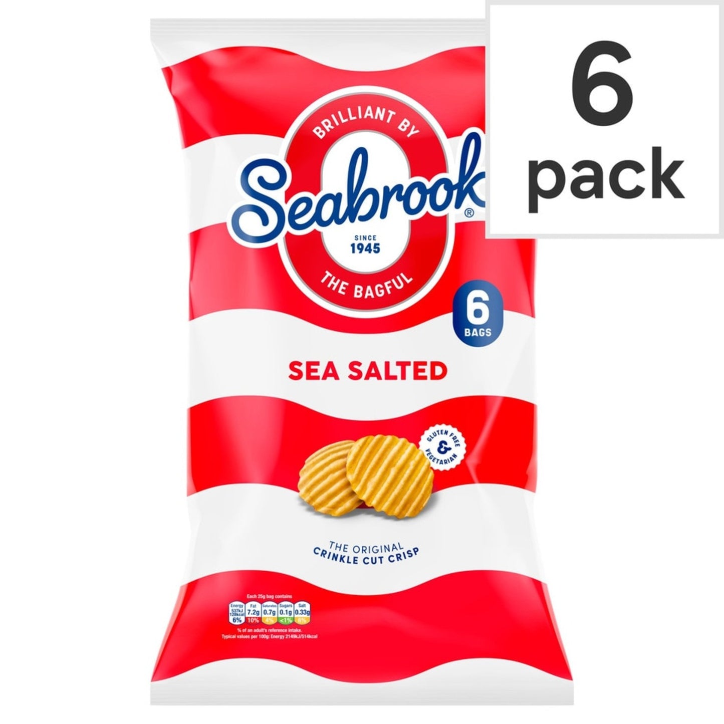 Seabrook Sea Salted Potato Crisps 6 X 25G