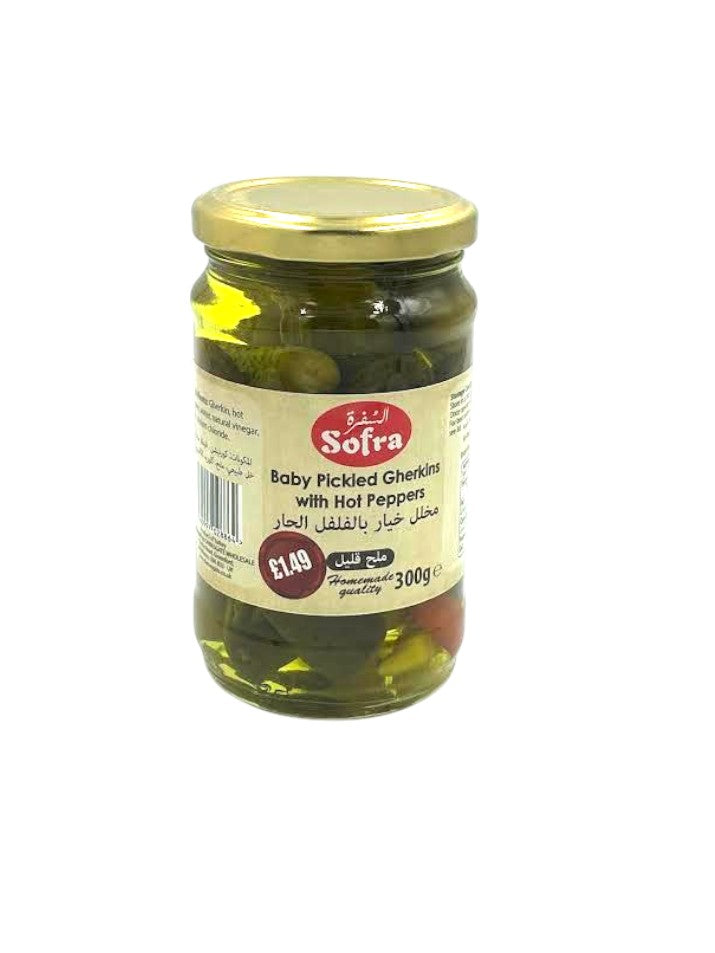 Sofra Baby Pickled Gherkins with Hot Peppers 300g - DesiMe