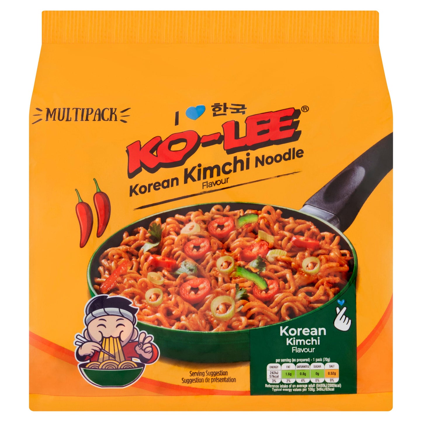 Ko-Lee Korean Kimchi Flavour Noodles 5 Pack - DesiMe