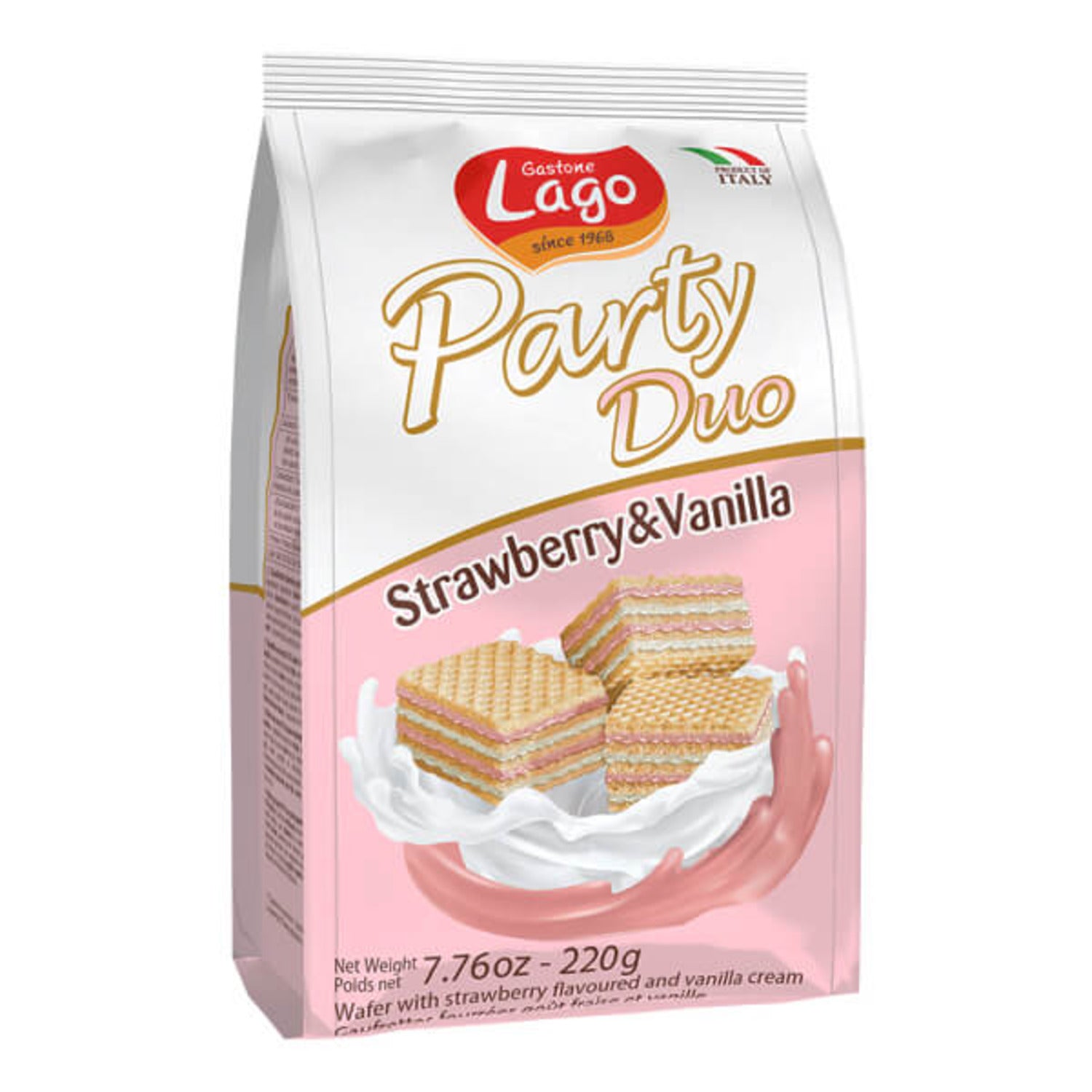 Lago Strawberry And Vanilla Wafers Party Duo Wafers 220g Desime 1696