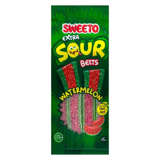 Sweeto Extra Sour Belts Watermelon 75g - DesiMe
