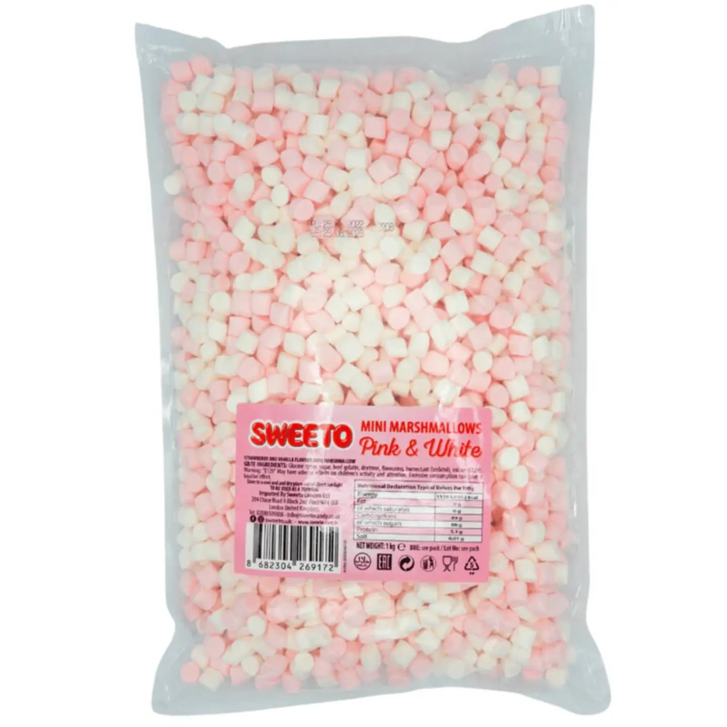 Sweeto Mini Pink & White Marshmallows (1kg) - DesiMe