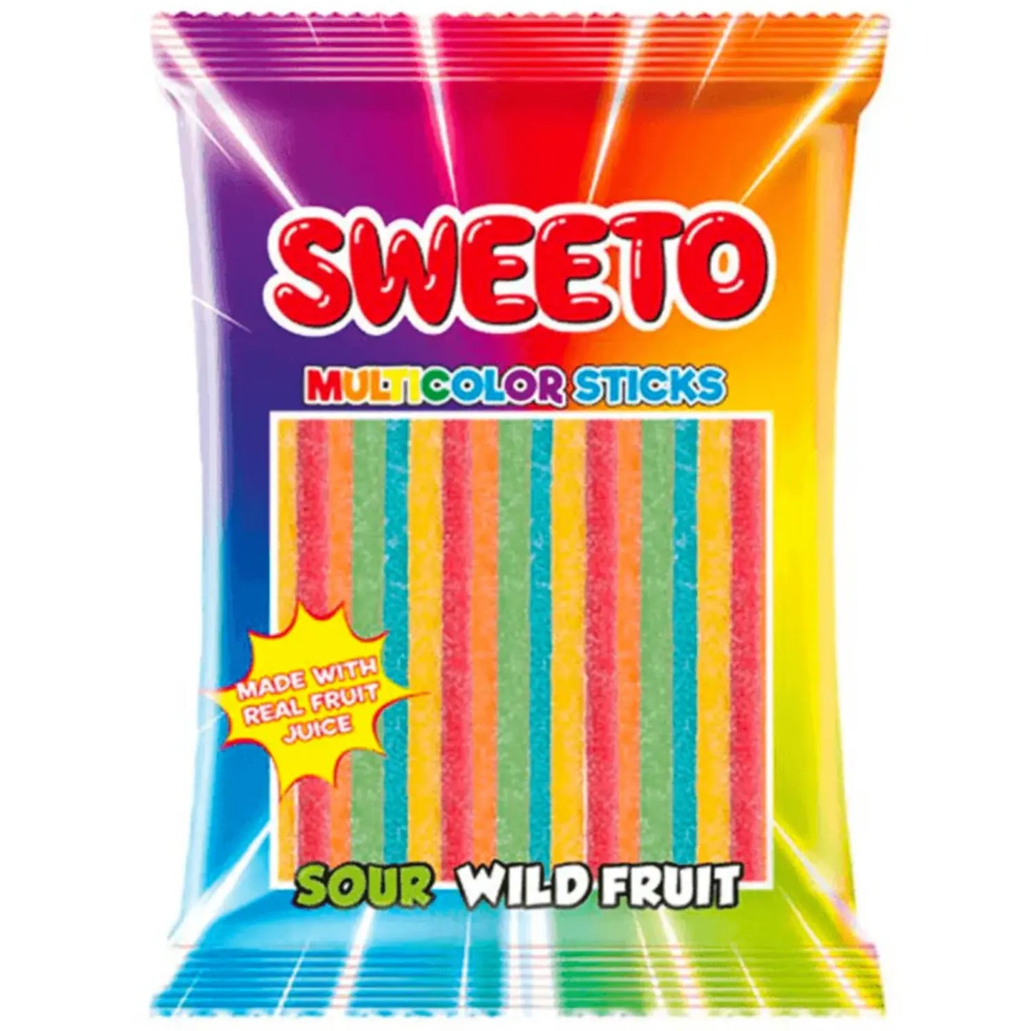 Sweeto Multicolour Sticks Sour Wild Fruit (80g) - DesiMe