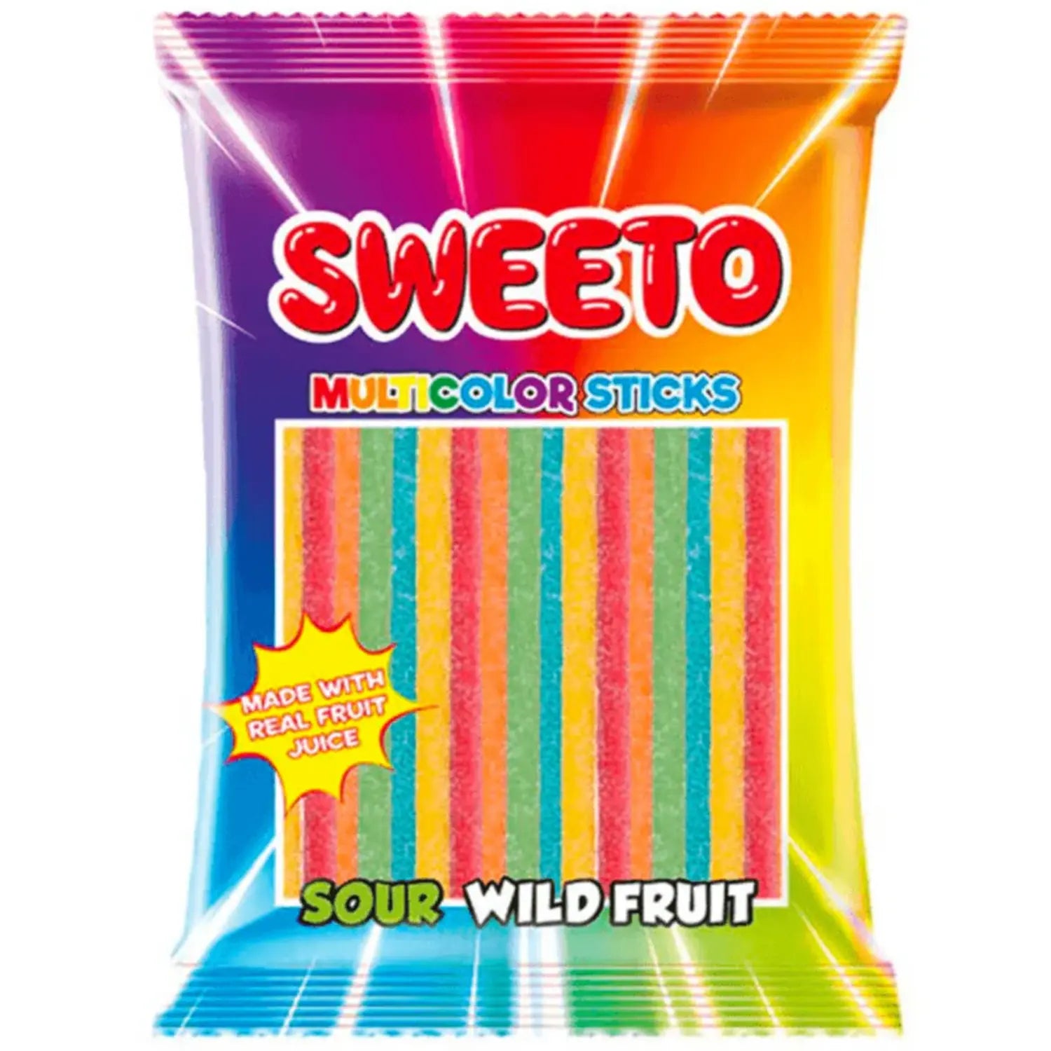 Sweeto Multicolour Sticks Sour Wild Fruit (80g) - DesiMe