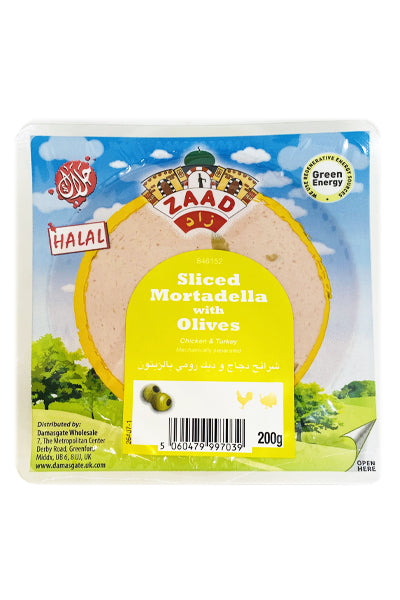 Zaad Sliced Mortadella (Chicken & Turkey) With Olives 200g - DesiMe