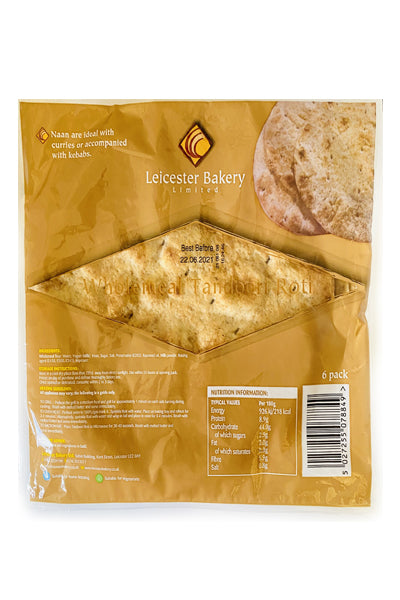 Leicester Bakery 6 Wholemeal Tandoori Roti - DesiMe