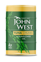 John West Tuna Chunks in Sunflower Oil 4x132g