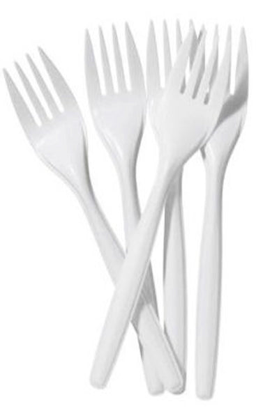 Plastic/ Disposable Forks White 100 Pack - DesiMe
