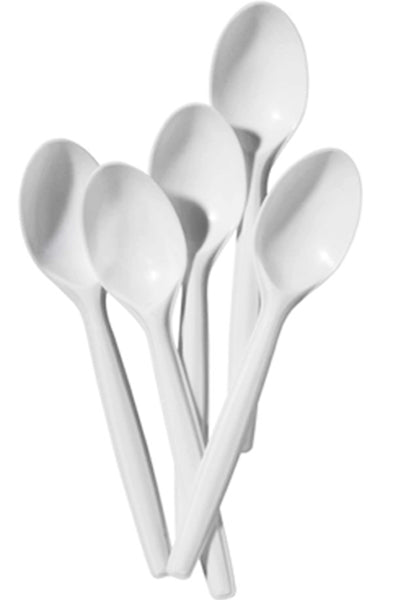 Plastic/ Disposable Spoons White 100 pack - DesiMe