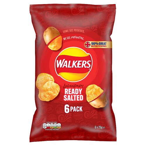 Walkers Ready Salted Crisps 6X25g