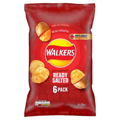 Walkers Ready Salted Crisps 6X25g