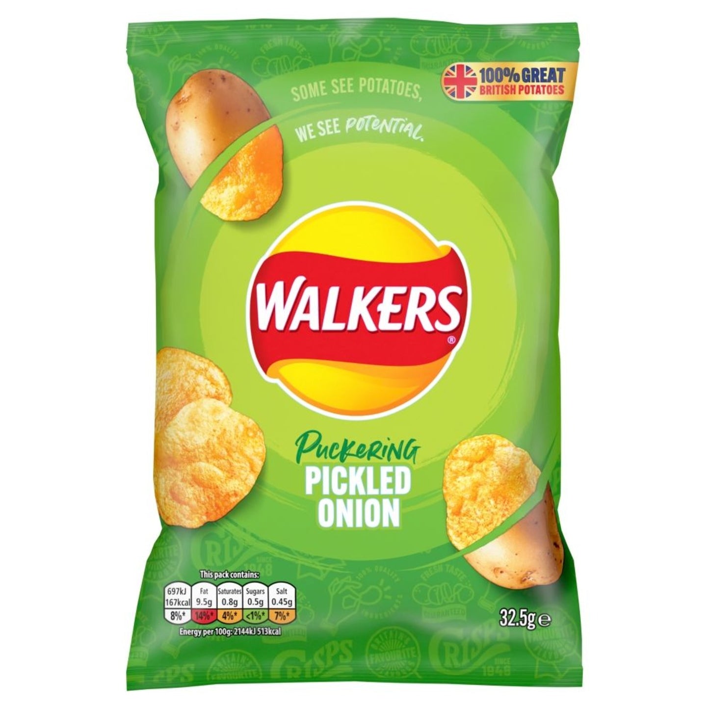 Walkers Pickled Onion Crisps 6X25g