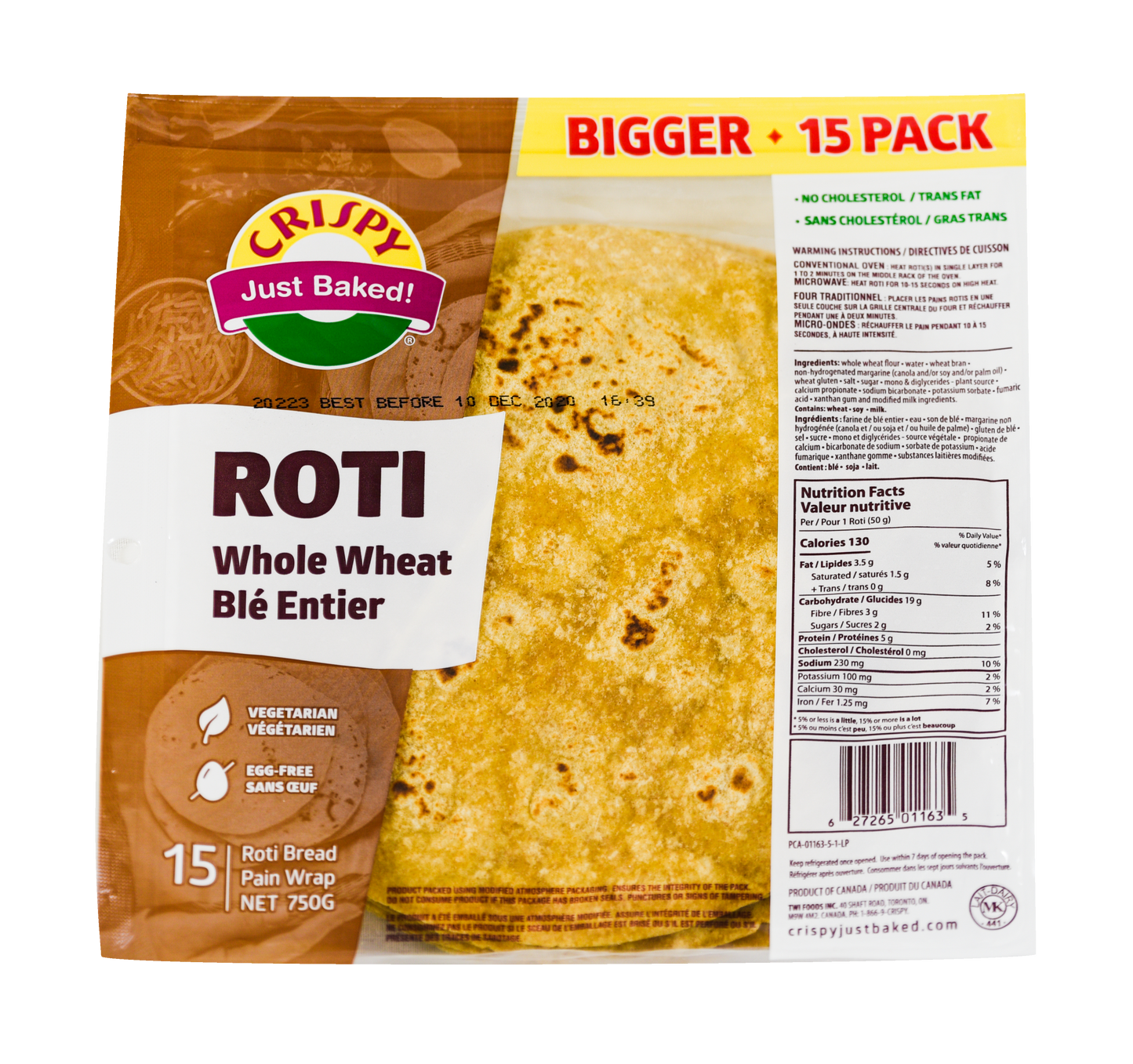 Crispy Roti Whole Wheat 15 Pack