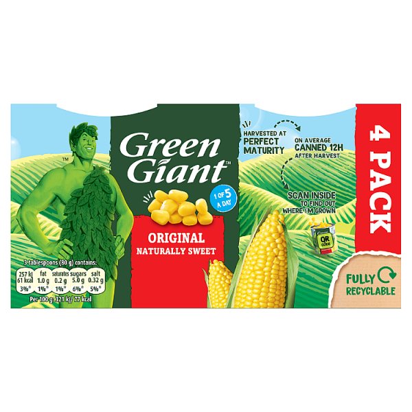 Green Giant Original Sweetcorn 4x198g