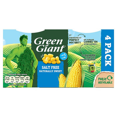 Green Giant Salt Free Sweetcorn 4x198g