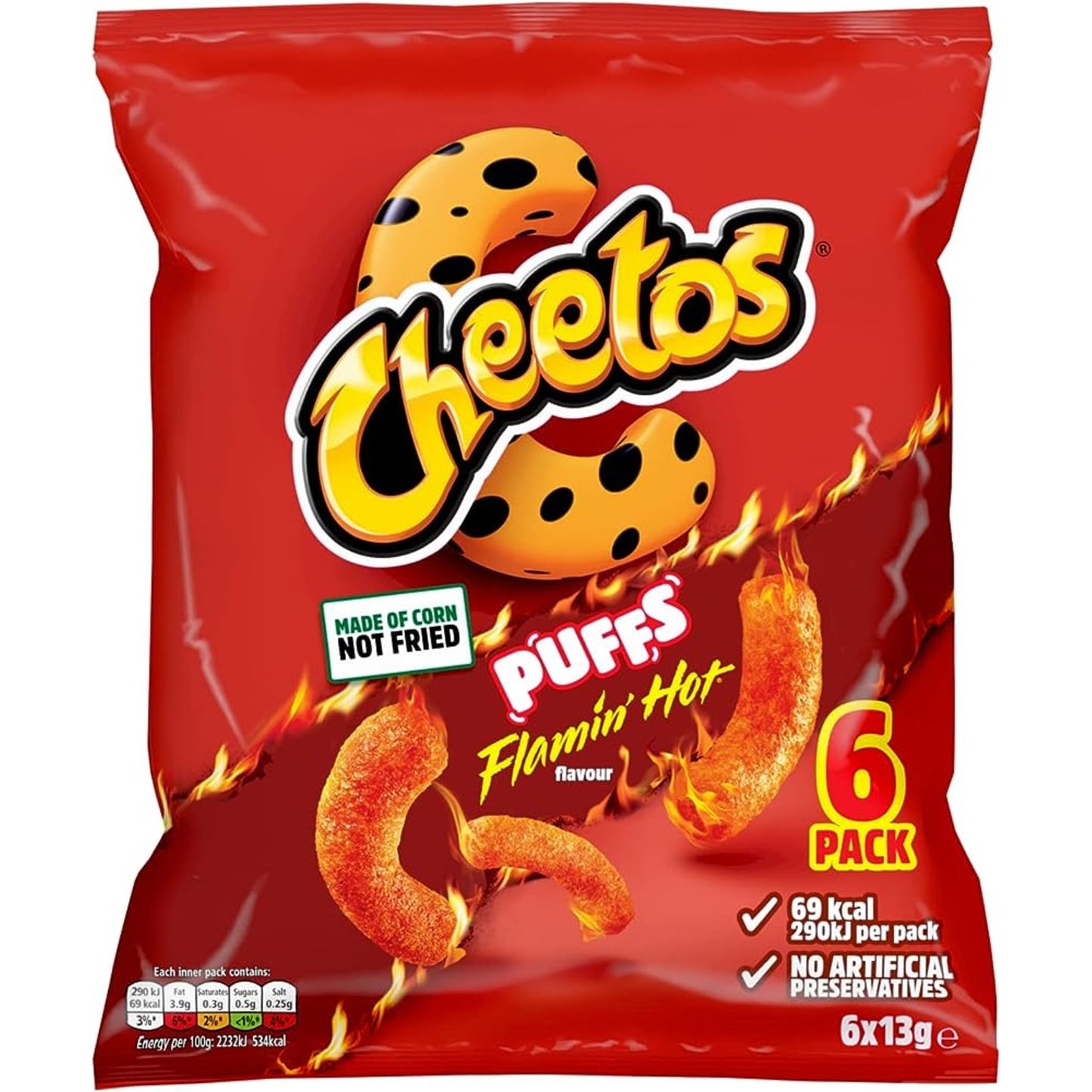 Cheetos Puffs Flamin Hot Snacks 6pk
