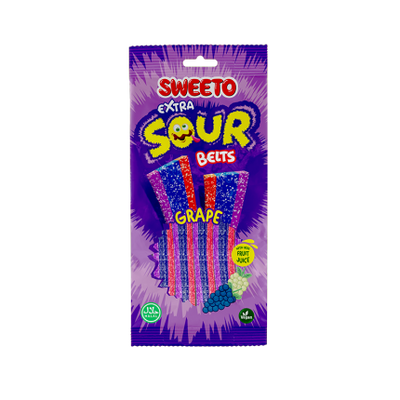 Sweeto Extra Sour Belts Grape 75g - DesiMe