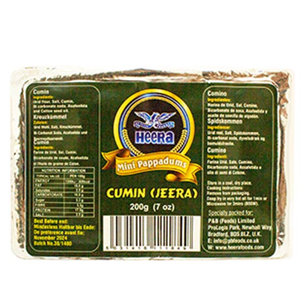 Heera Mini Pappadums Cumin 200g