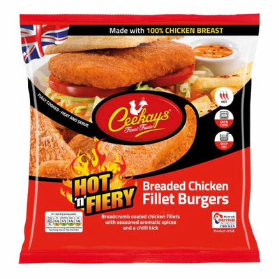 Ceekays Hot 'N' Fiery Breaded Chicken Fillet Burgers 700g