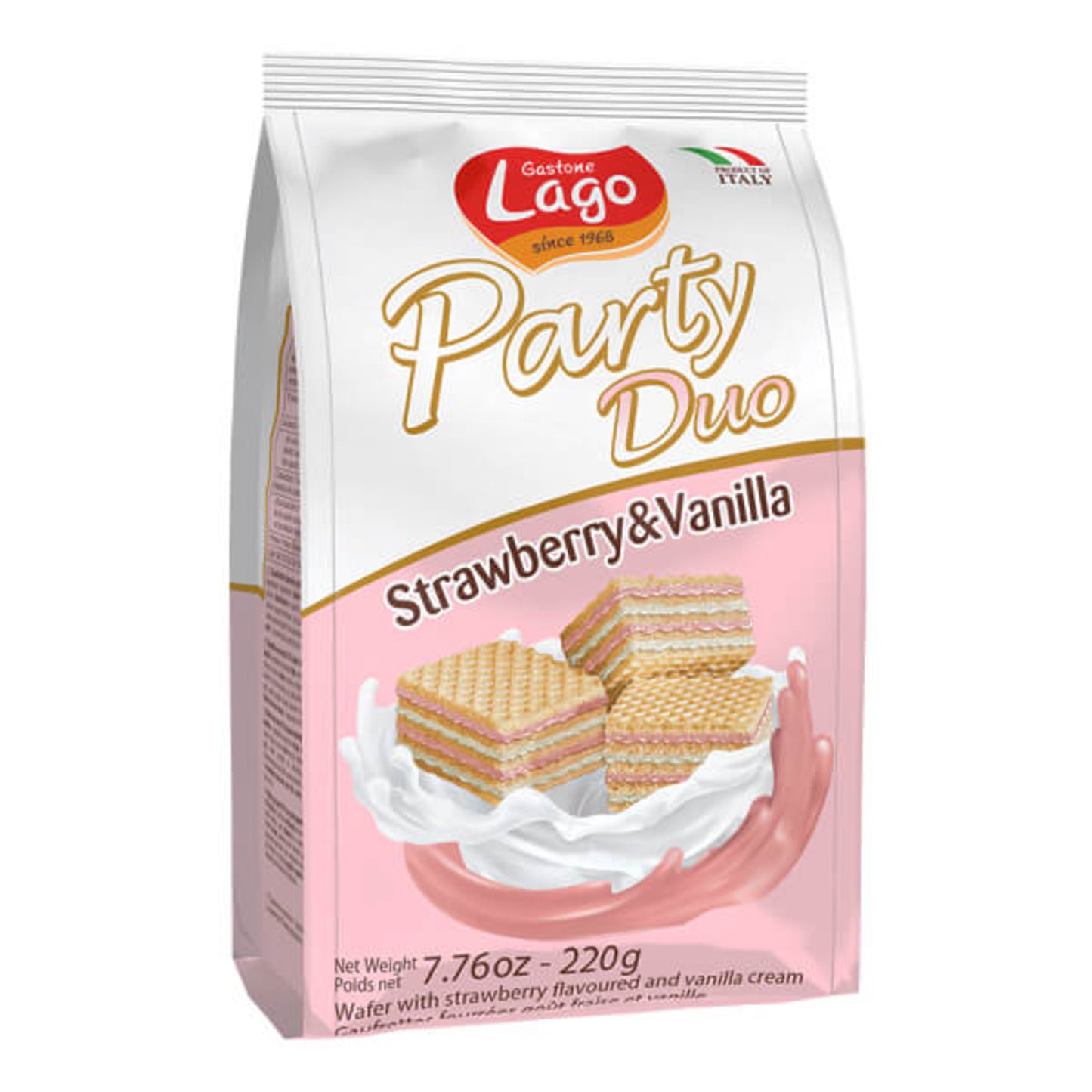 Lago Strawberry & Vanilla Wafers Party Duo Wafers 220g