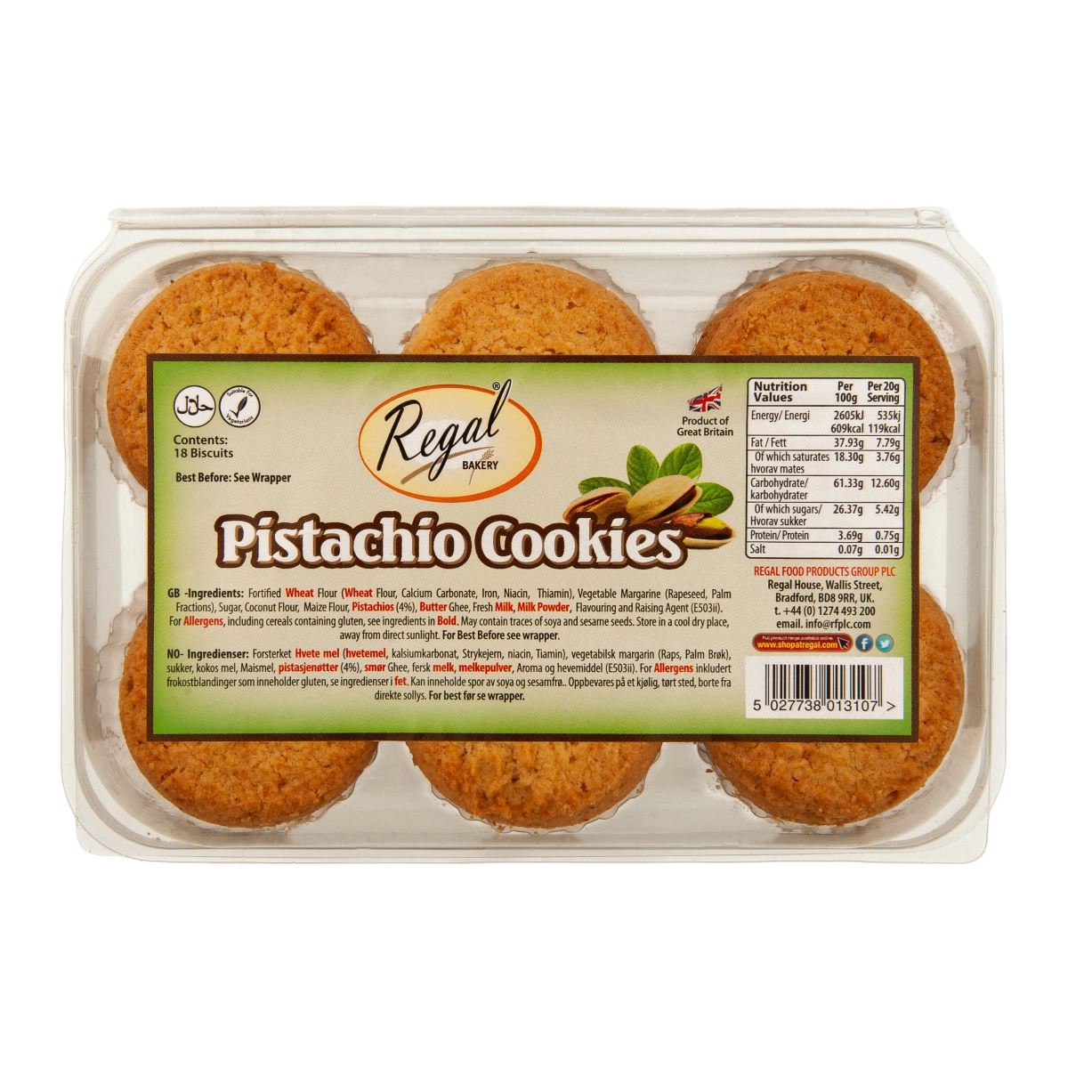 Regal Pistachio Cookies 18pc 200g - DesiMe