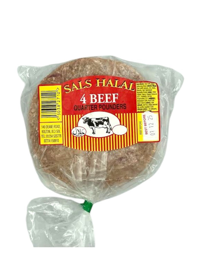 Sals Halal 4 Beef Quarter Pounders - DesiMe