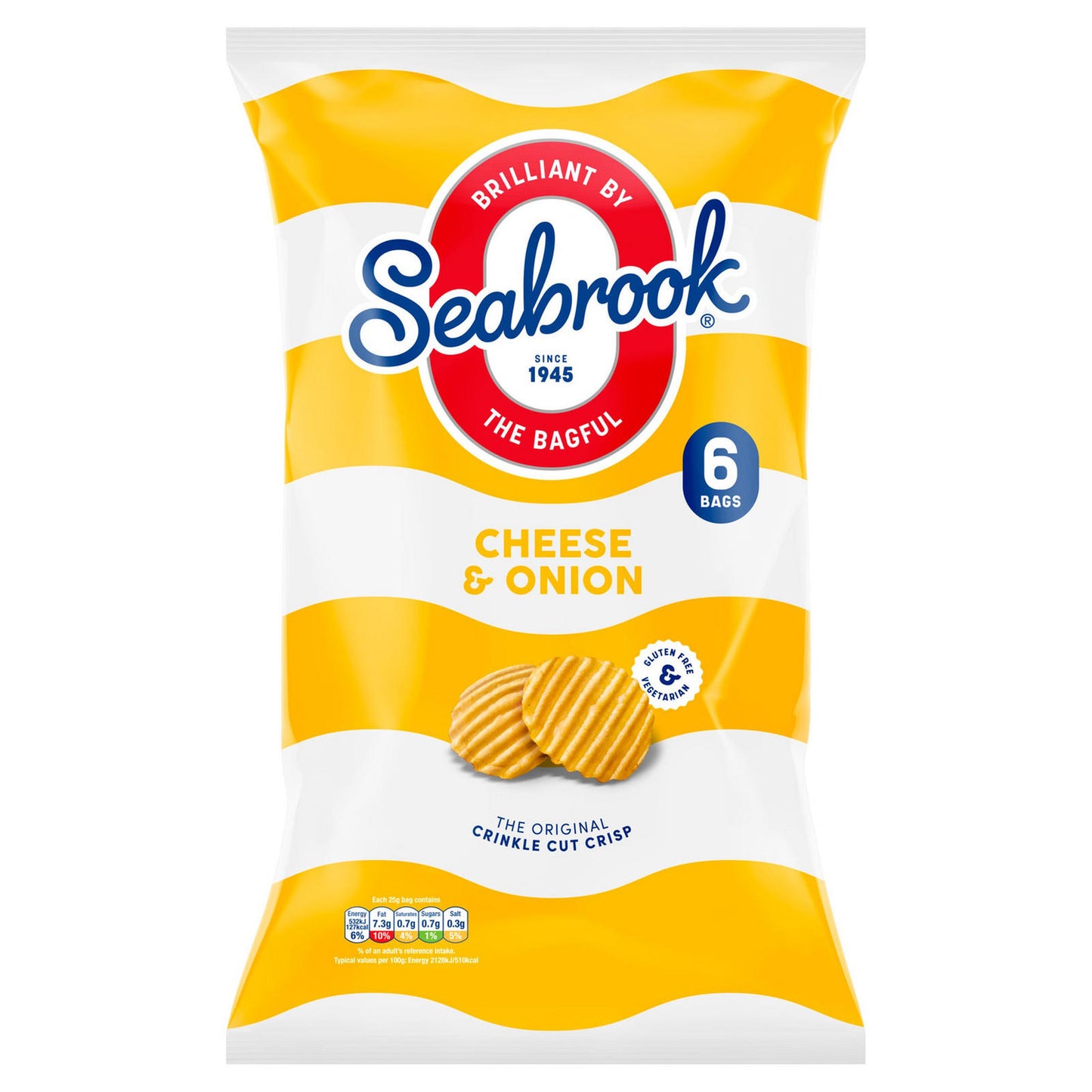 Seabrook Cut Cheese & Onion Crisps 6 Pack