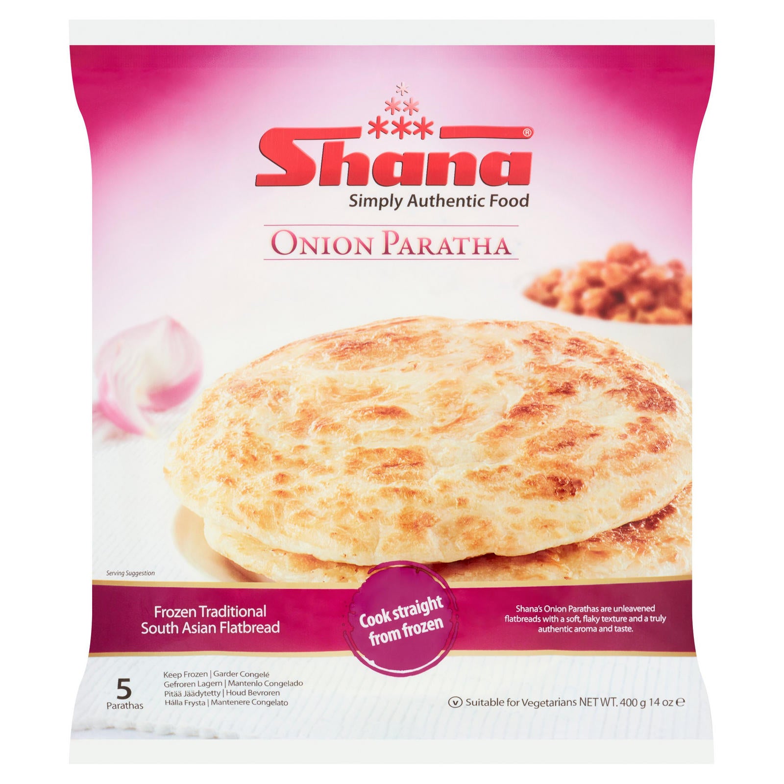 Shana Onion Parathas 5pk 400g - DesiMe