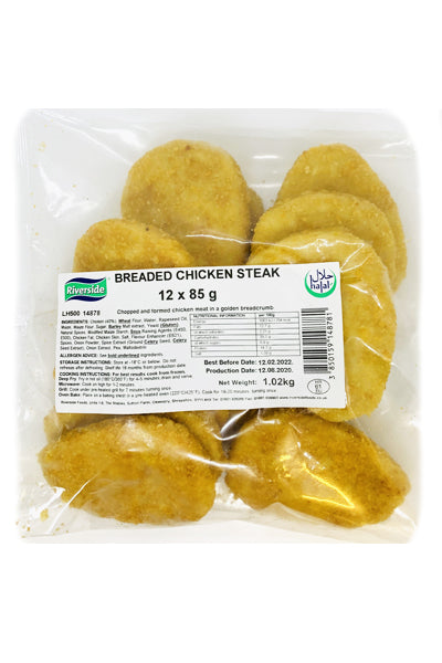 Riverside Breaded Chicken Steak (12x85g) 1.02kg