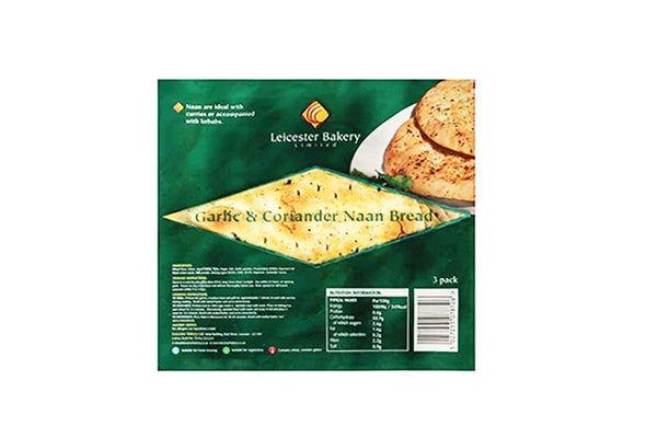 Leicester Bakery Garlic and Coriander Naan Bread 3pcs